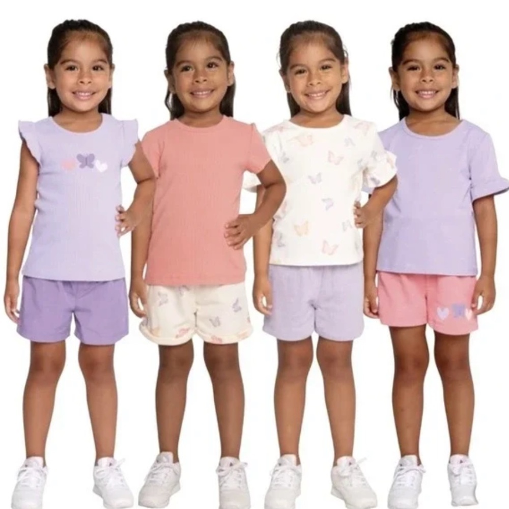 NEW! Pekkle Girls' 4-Pack Shorts Purple‎ Pink Butterflies Comfy Size 3T Summer
